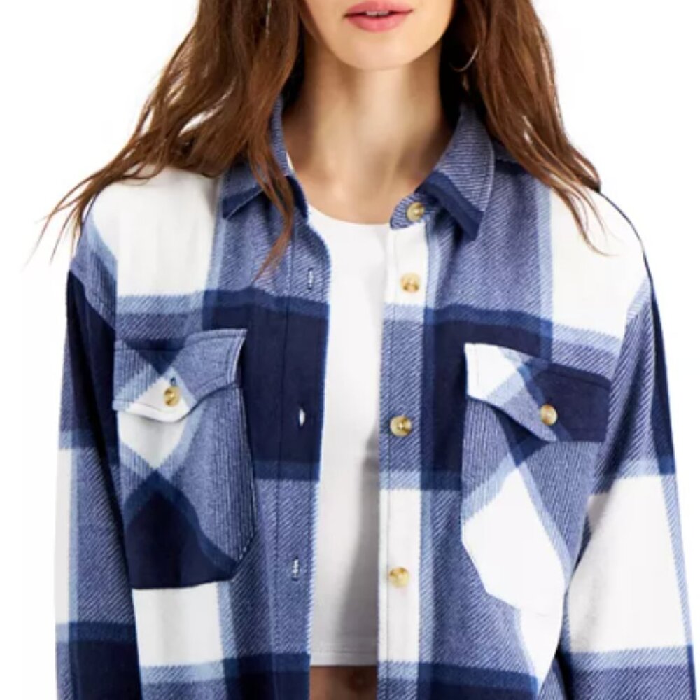 Macy's Cropped Plaid Shacket - Super Soft!